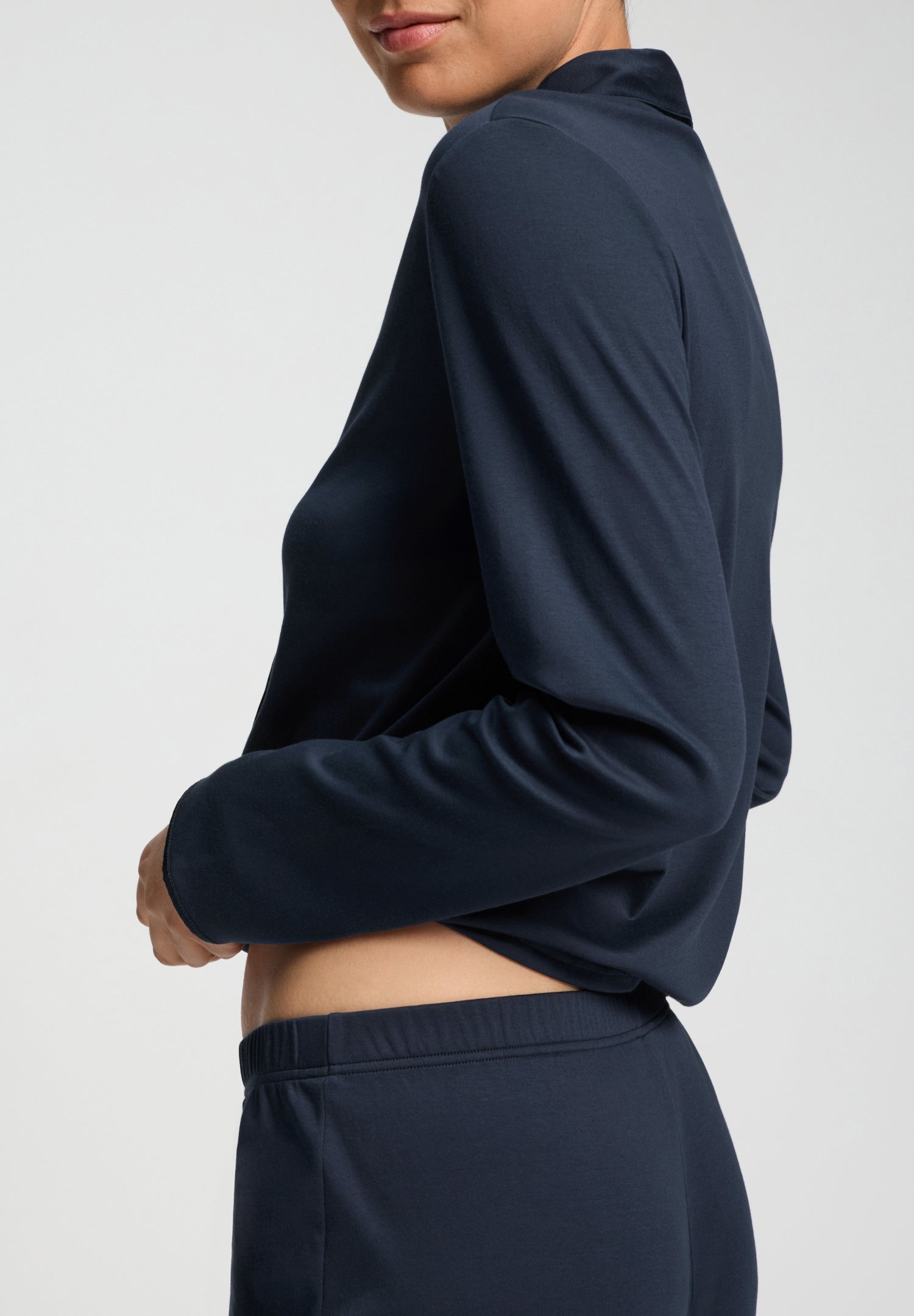 Cotton Silk L/Slv Button Front Pajama | Deep Navy 74828-1610