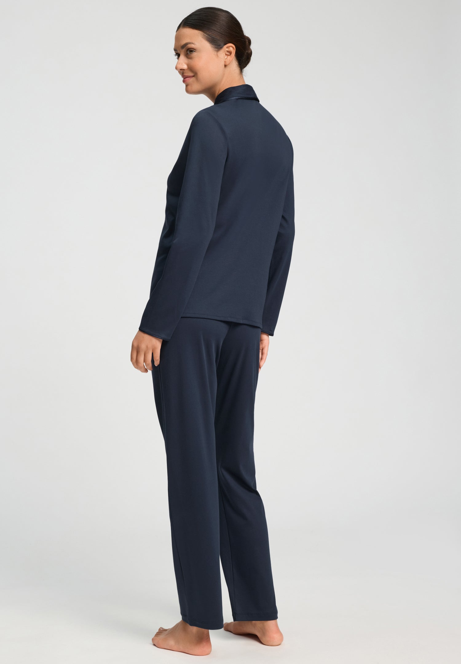 Cotton Silk L/Slv Button Front Pajama | Deep Navy 74828-1610