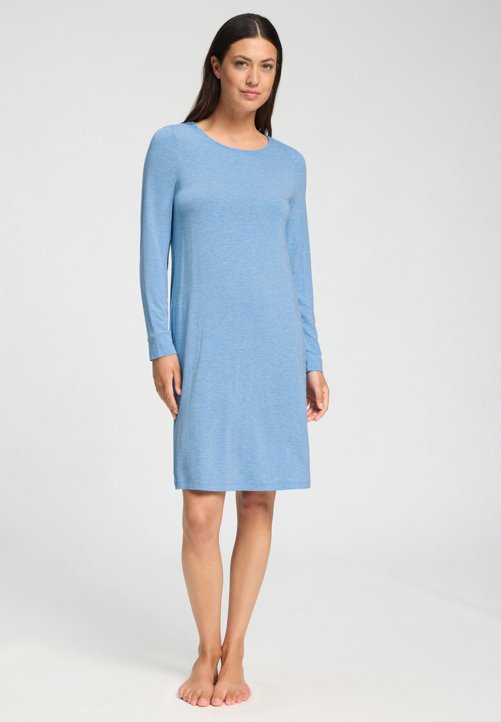 Natural Elegance Soft Jersey Nightgown | Bluebird Melange 74831-3160