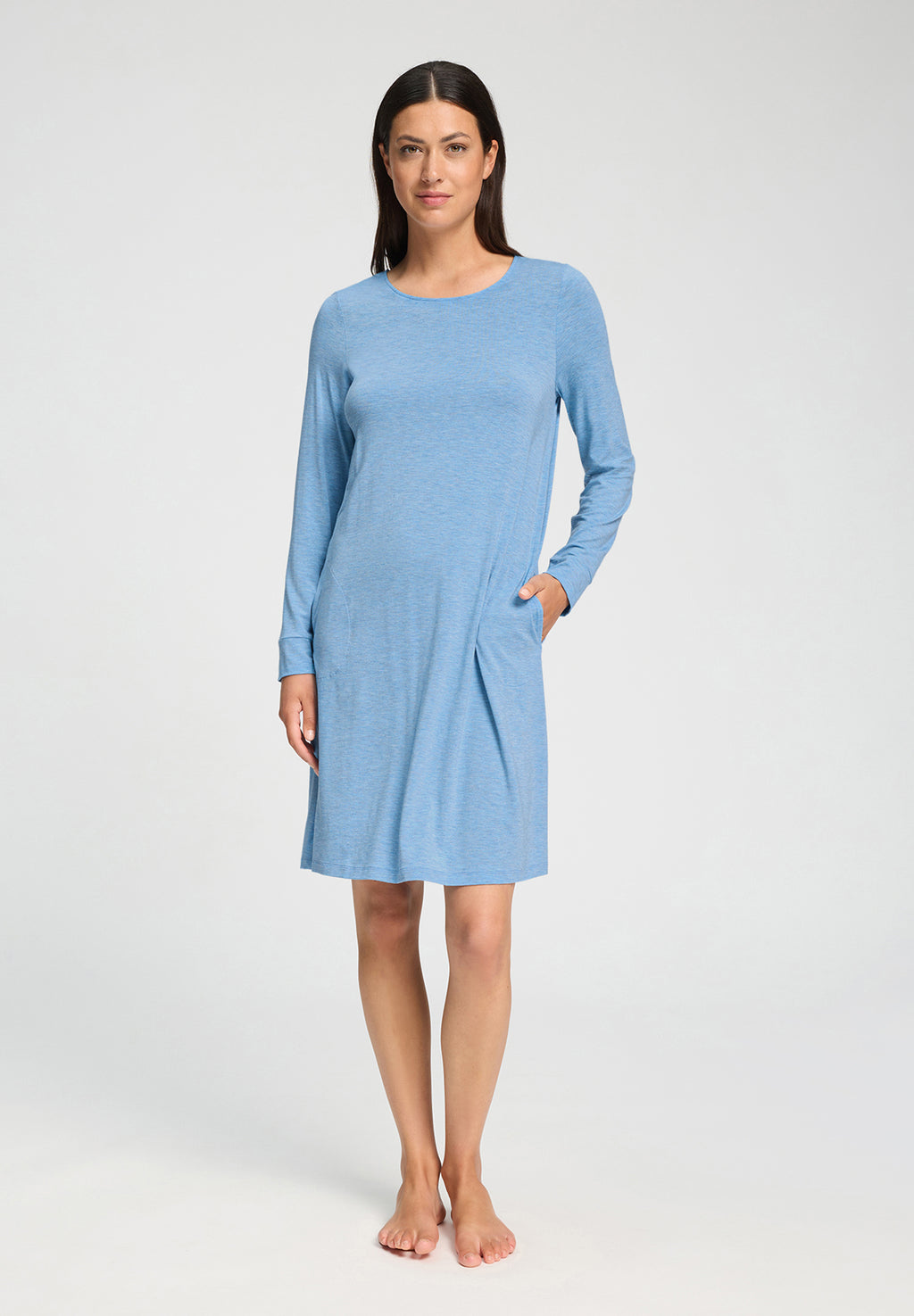Natural Elegance Soft Jersey Nightgown | Bluebird Melange 74831-3160