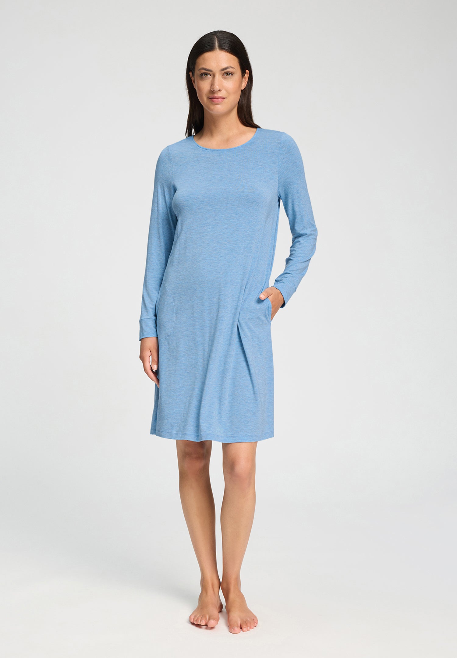 Natural Elegance Soft Jersey Nightgown | Bluebird Melange 74831-3160