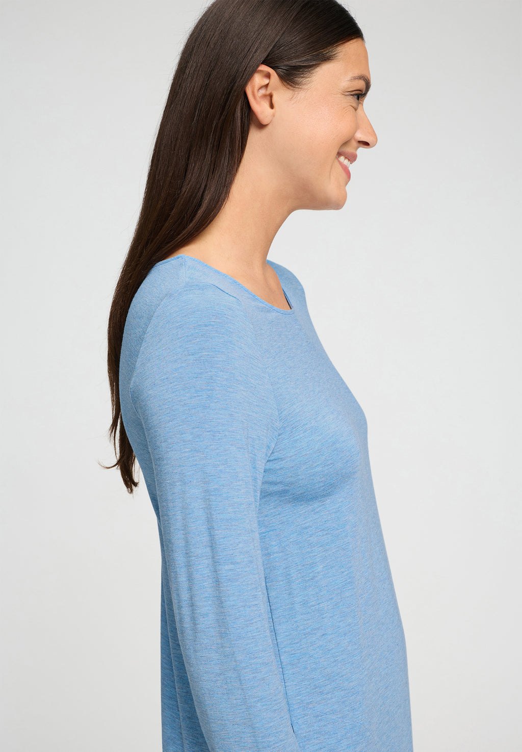 Natural Elegance Soft Jersey Nightgown | Bluebird Melange 74831-3160