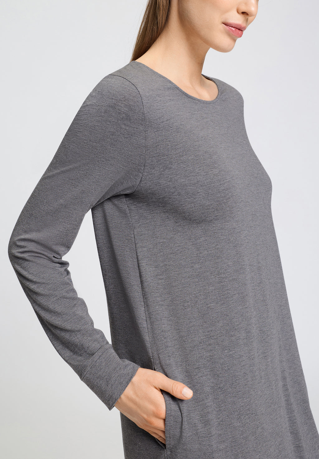 Natural Elegance Soft Jersey Nightgown | Stone Melange 74831-3169