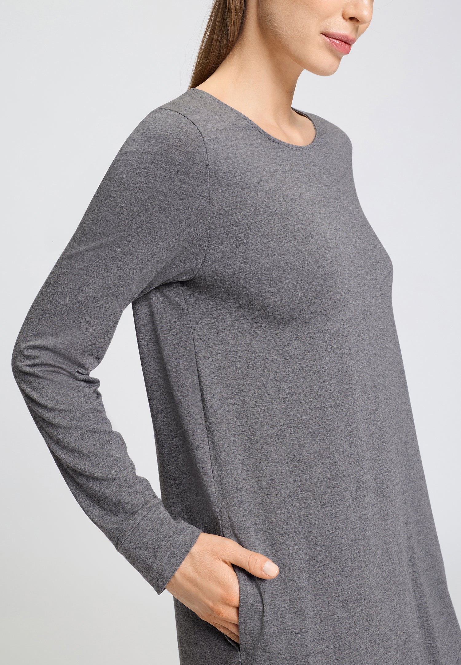 Natural Elegance Soft Jersey Nightgown | Stone Melange 74831-3169