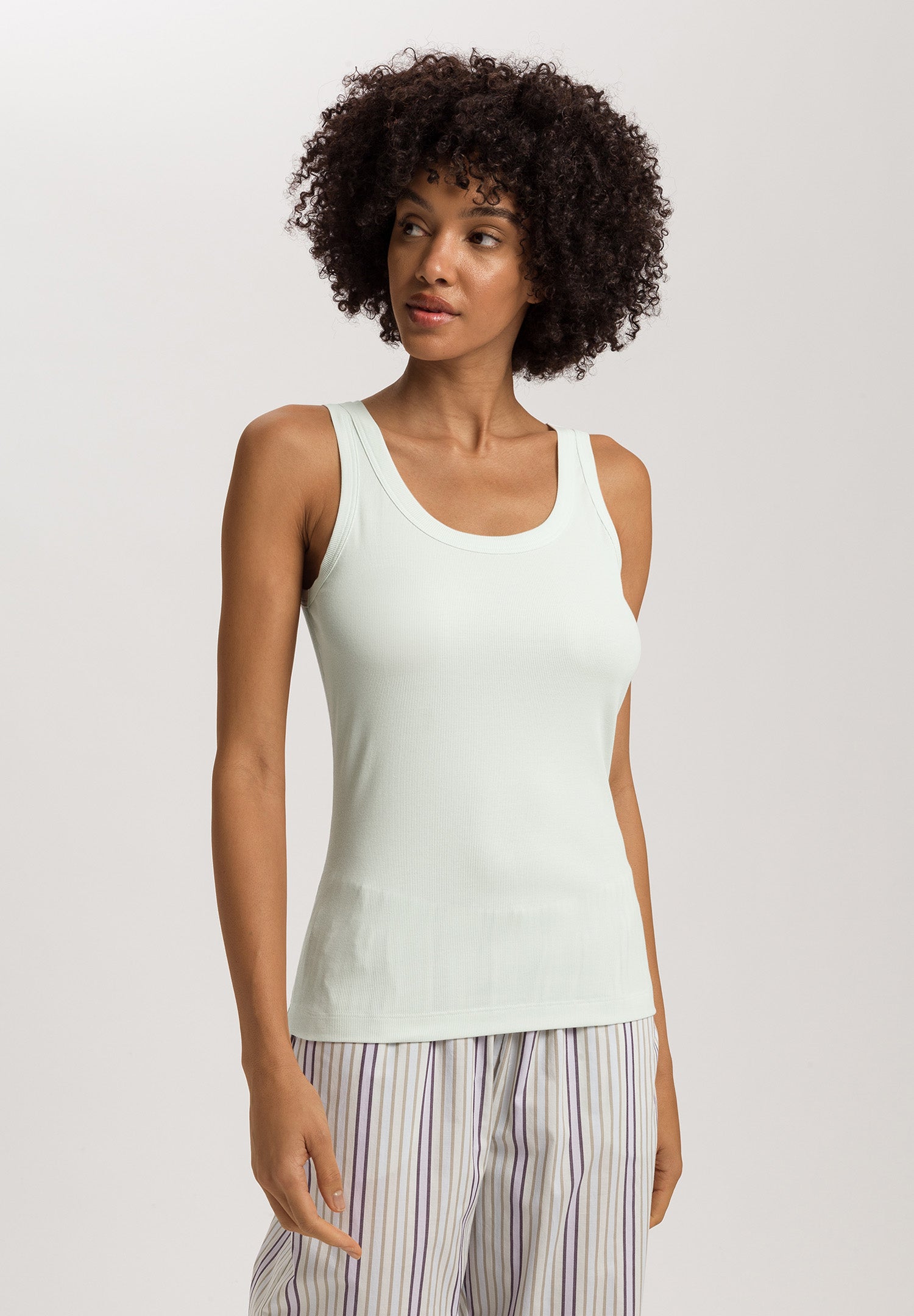 Sleep And Lounge Ribbed Cotton Tank Top | Green Beryl 74841-2707