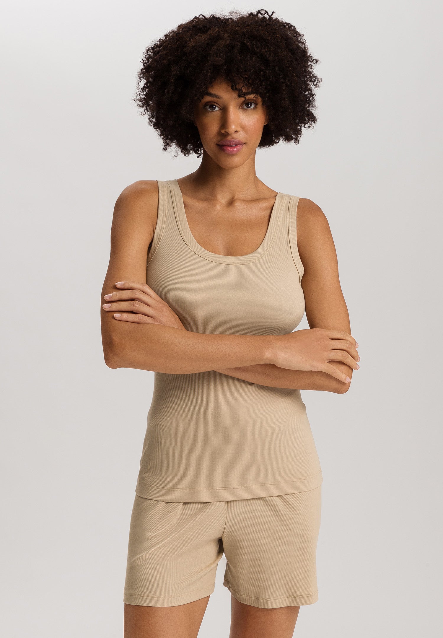 Sleep And Lounge Ribbed Cotton Tank Top | Iced Cappuccino 74841-2846