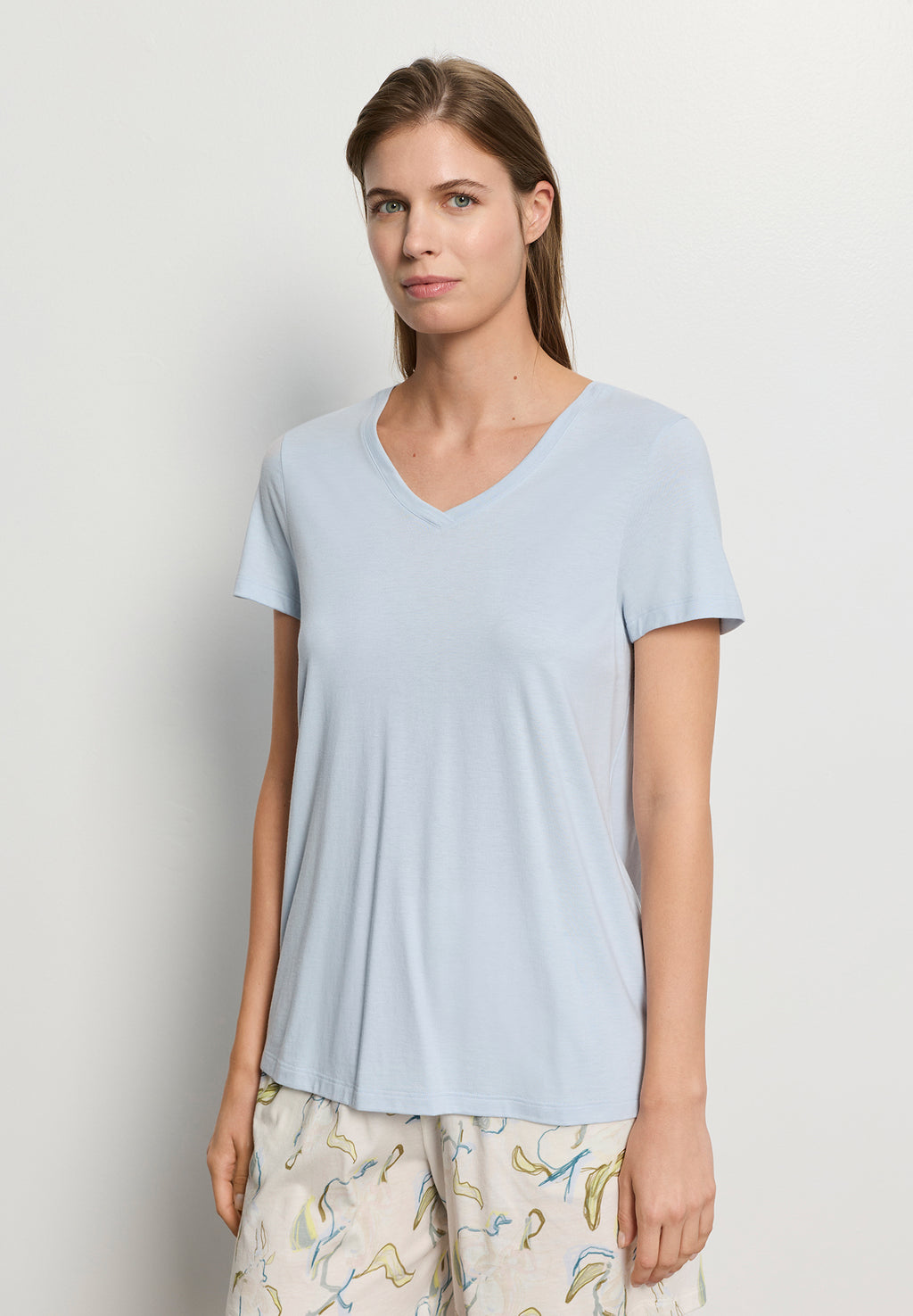 Sleep And Lounge Relaxed V-Neck T-Shirt | Watery Blue 74842-2244