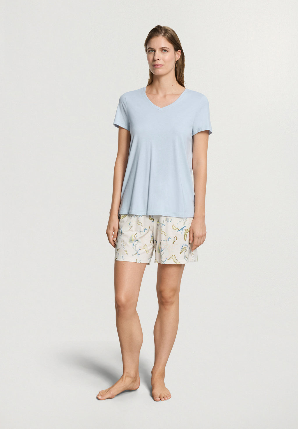 Sleep And Lounge Relaxed V-Neck T-Shirt | Watery Blue 74842-2244