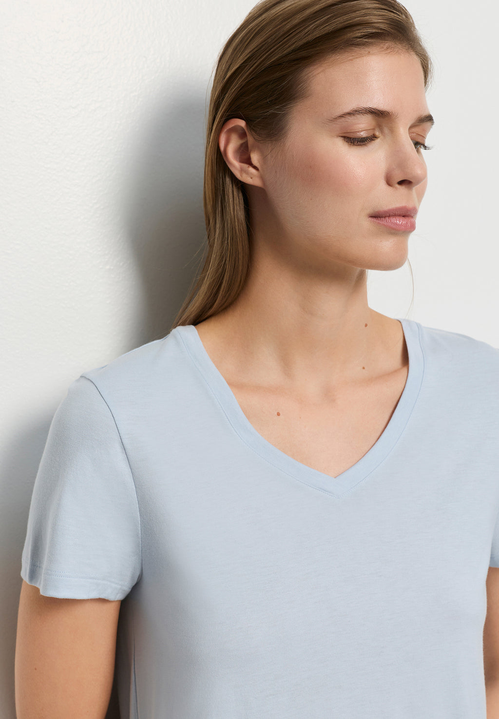 Sleep And Lounge Relaxed V-Neck T-Shirt | Watery Blue 74842-2244