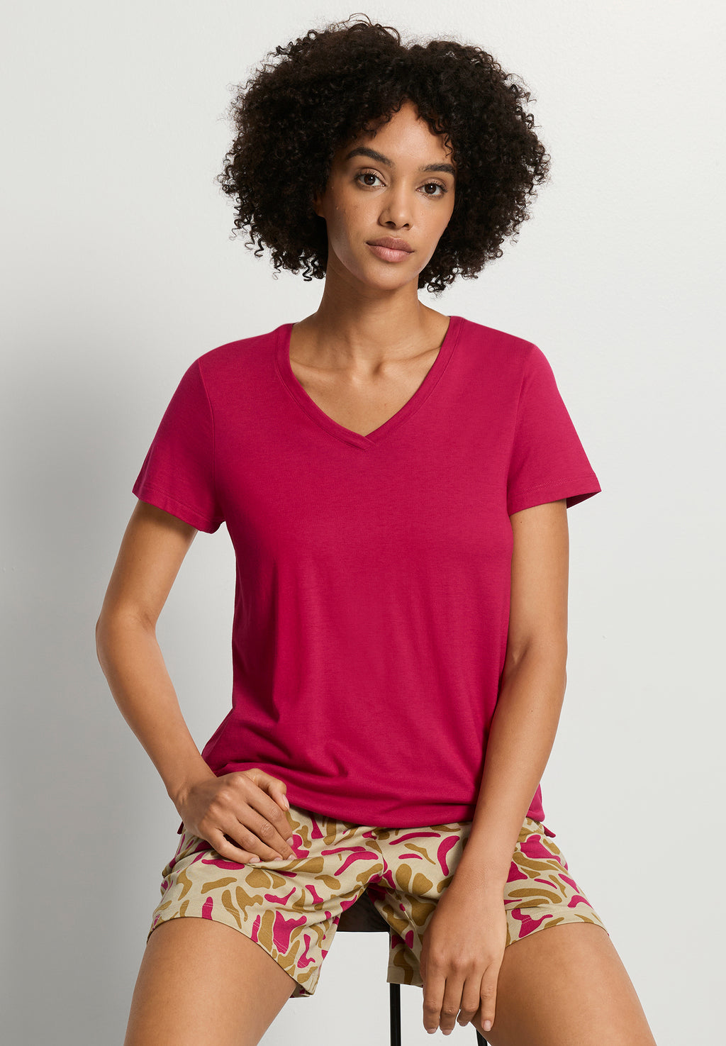 Sleep And Lounge Relaxed V-Neck T-Shirt | Light Sangria 74842-2465