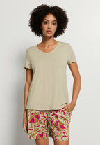 Sleep And Lounge Relaxed V-Neck T-Shirt | Olive Stem 74842-2661