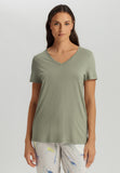 Sleep And Lounge Relaxed V-Neck Top | Crystal Green 74842-2732