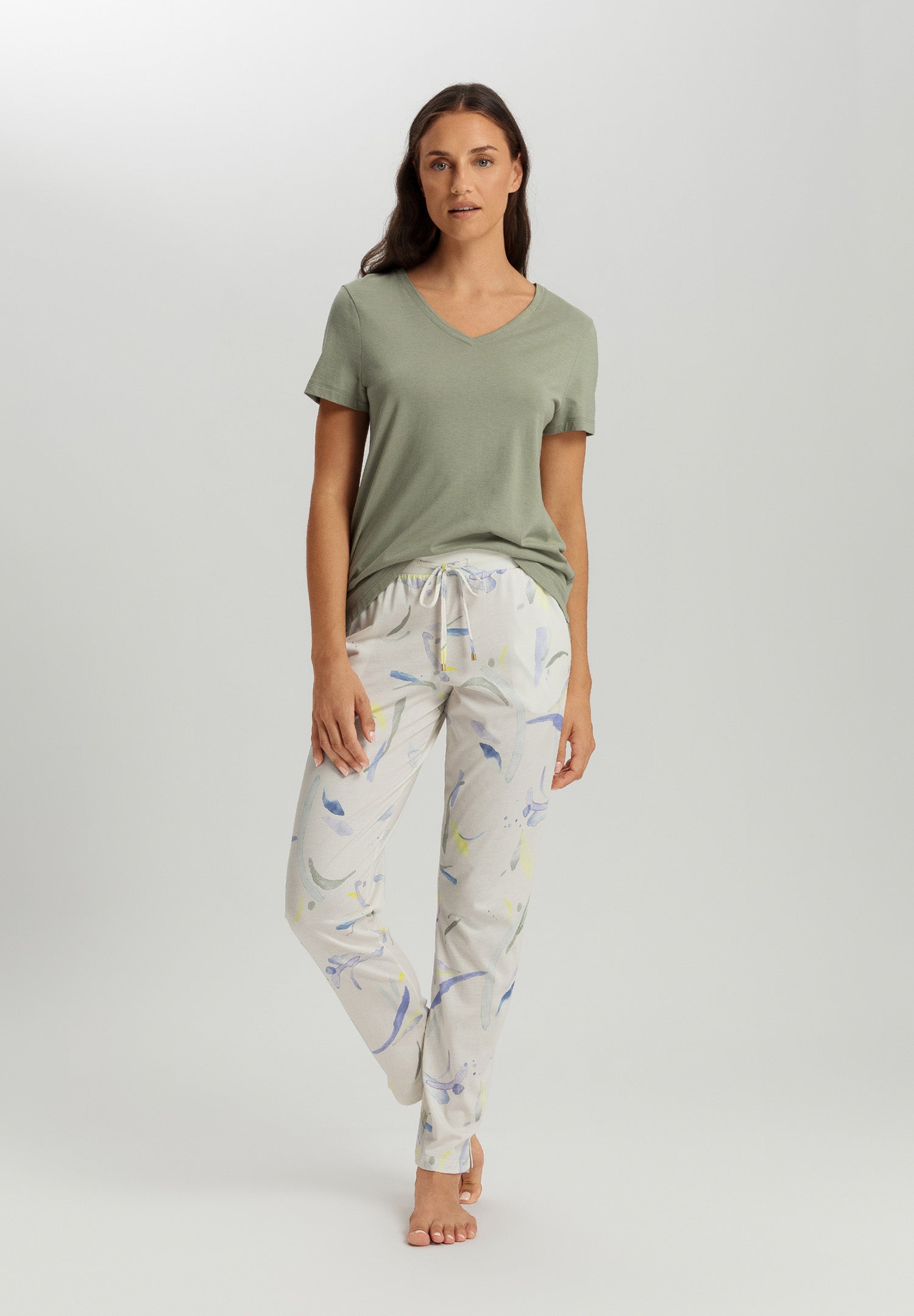 Sleep And Lounge Relaxed V-Neck Top | Crystal Green 74842-2732