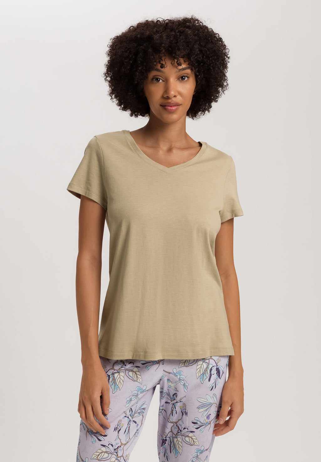 Sleep And Lounge Relaxed V-Neck Top | Lemon Pepper 74842-2810