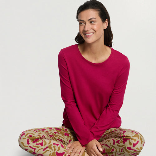 Sleep And Lounge Relaxed Round Neck Top | Light Sangria 74844-2465