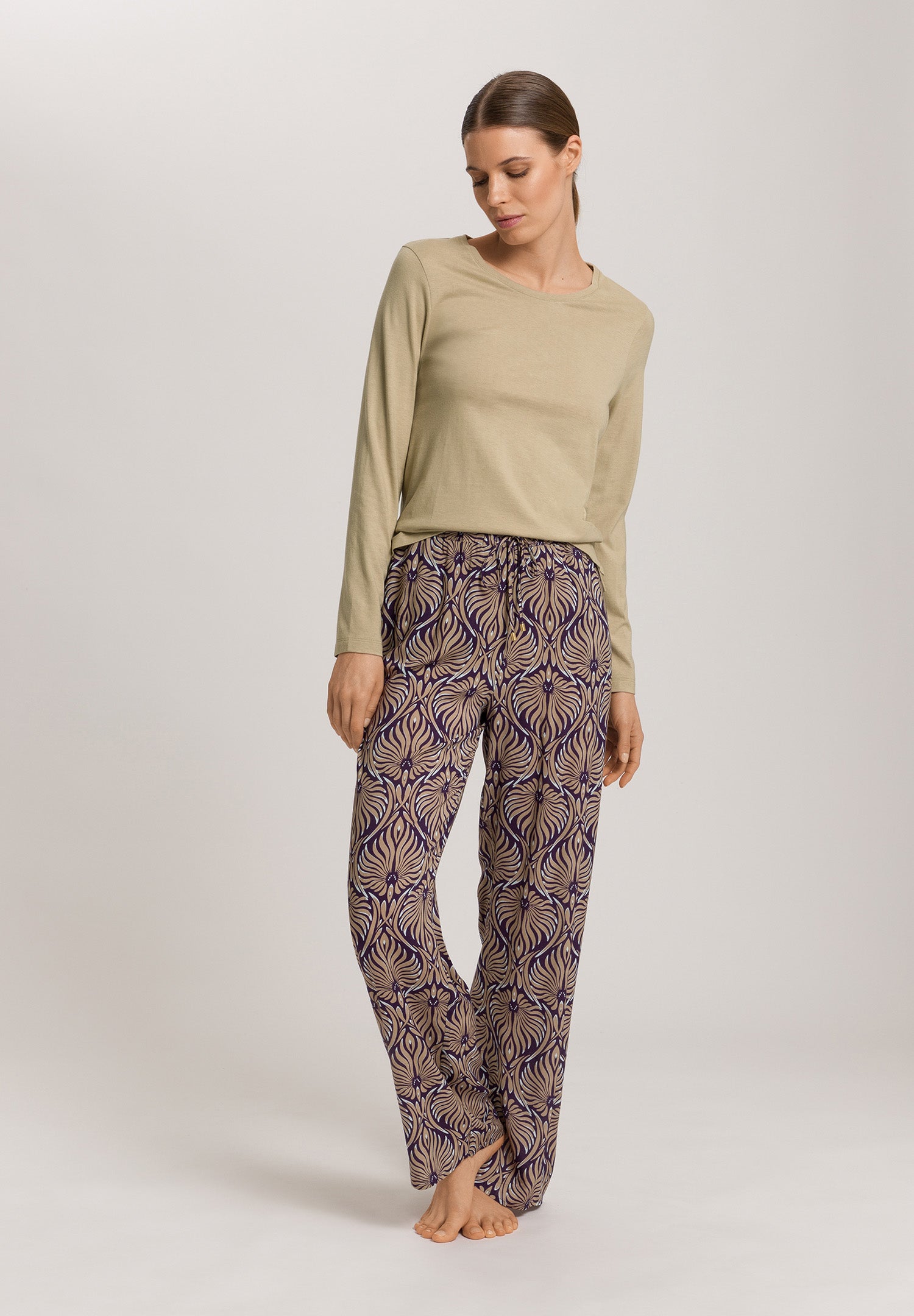Sleep And Lounge Relaxed Round Neck Top | Lemon Pepper 74844-2810
