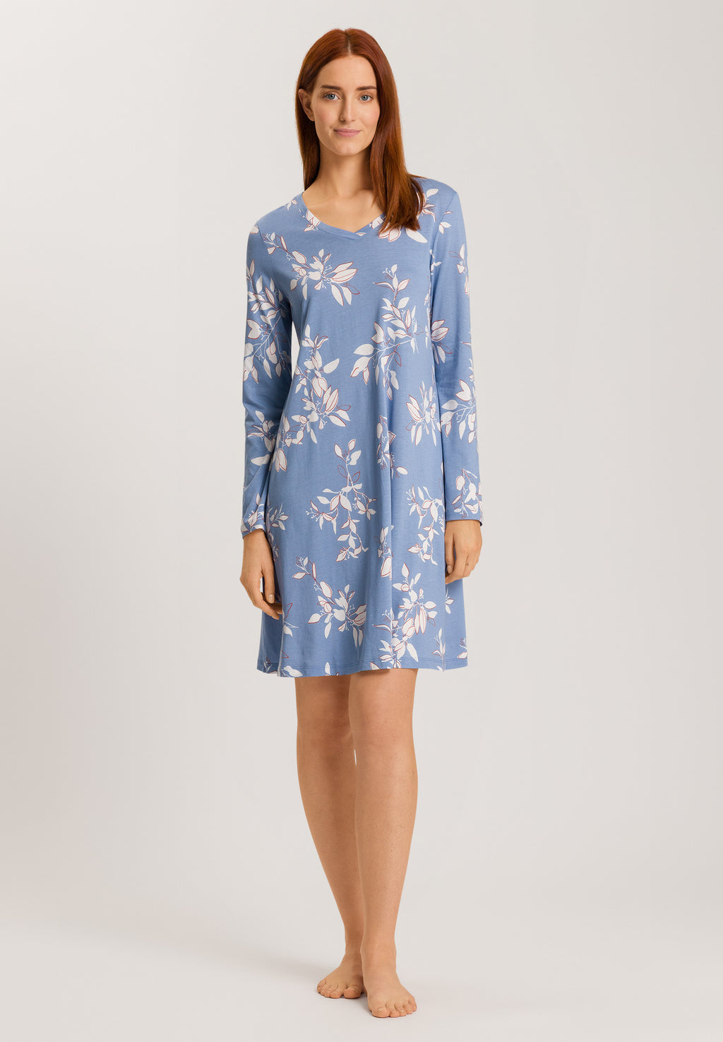74847 Sleep And Lounge Long Sleeve Nightgown 95cm - 2158 Pearly Flowers