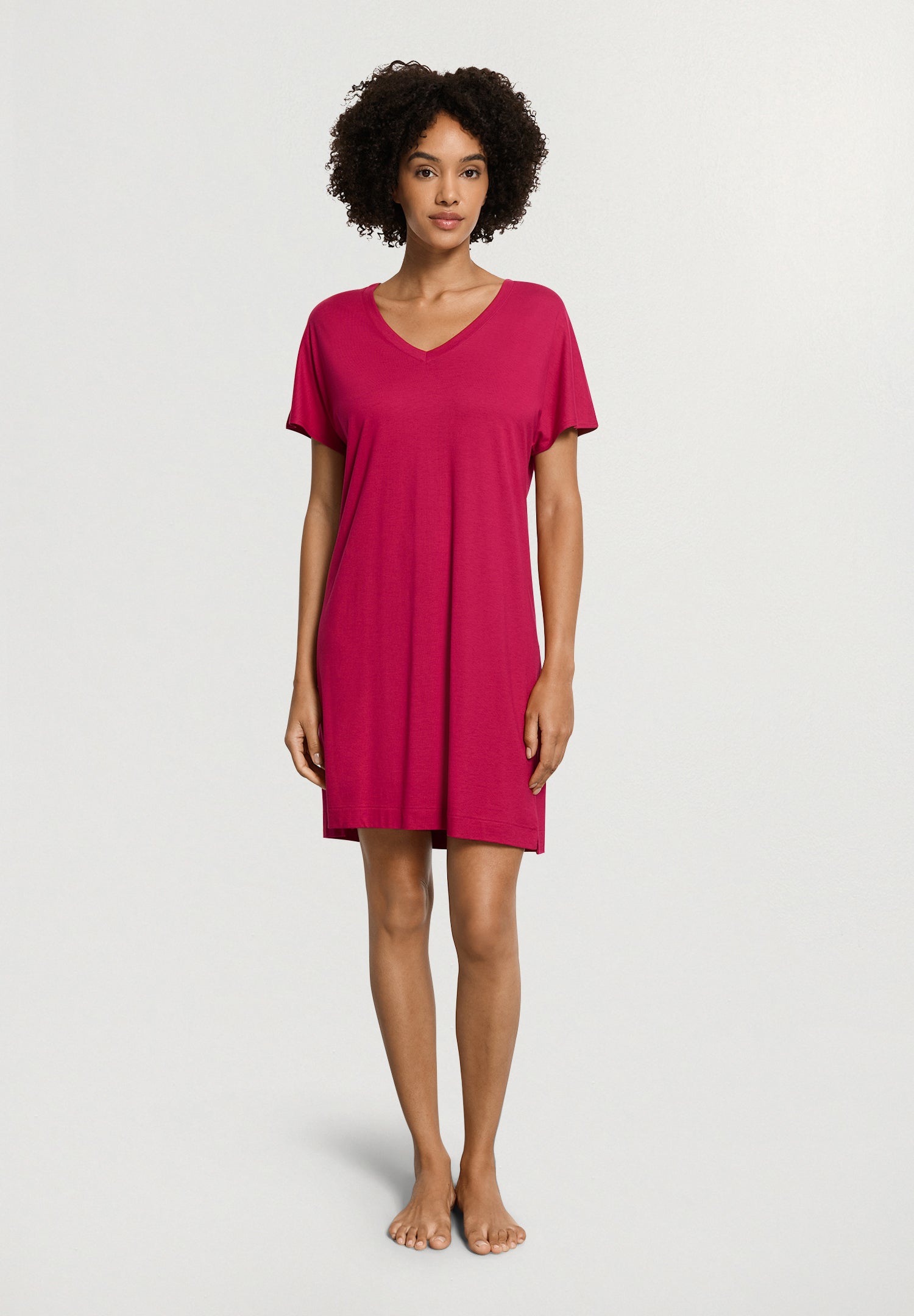 Sleep And Lounge Cotton V-Neck Nightdress 90cm | Light Sangria 74855-2465