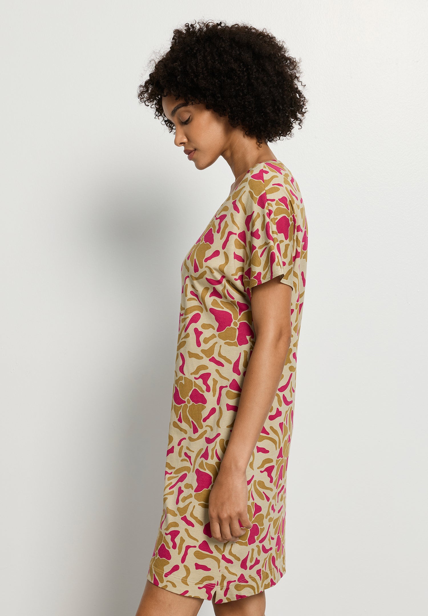 Sleep And Lounge Cotton V-Neck Nightdress 90cm | Illustrated Petals 74855-3073