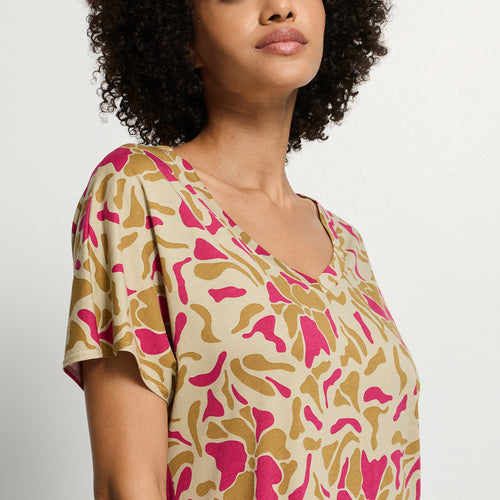 Sleep And Lounge Cotton V-Neck Nightdress 90cm | Illustrated Petals 74855-3073