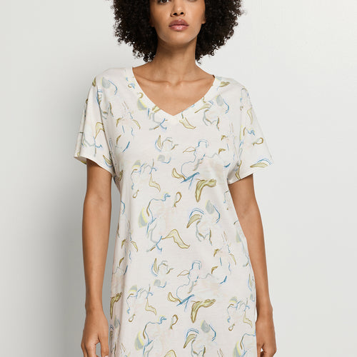 Sleep And Lounge Cotton V-Neck Nightdress 90cm | Flowing Paint 74855-3074