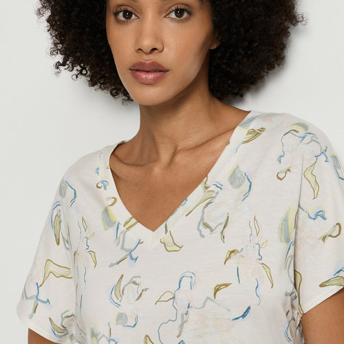 Sleep And Lounge Cotton V-Neck Nightdress 90cm | Flowing Paint 74855-3074