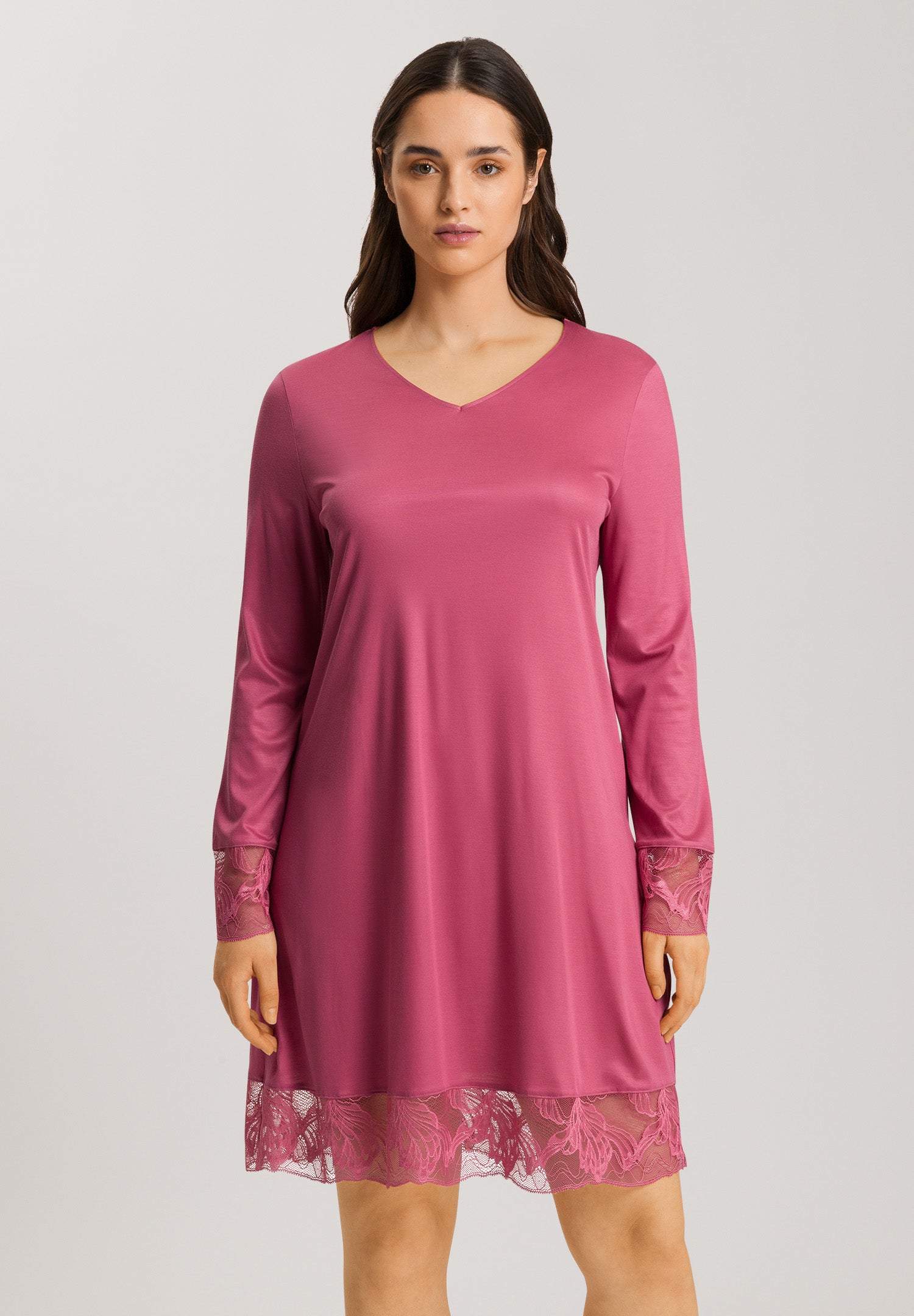 74885 Eva Long Sleeve Nightgown 95cm - 2414 Rose Wine