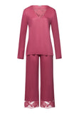 74887 Eva Long Sleeve Cropped Pajama - 2414 Rose Wine
