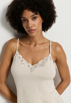 Natural Elegance Lace Trim V-Neck Chemise | Anthracite Melange 74901-3080