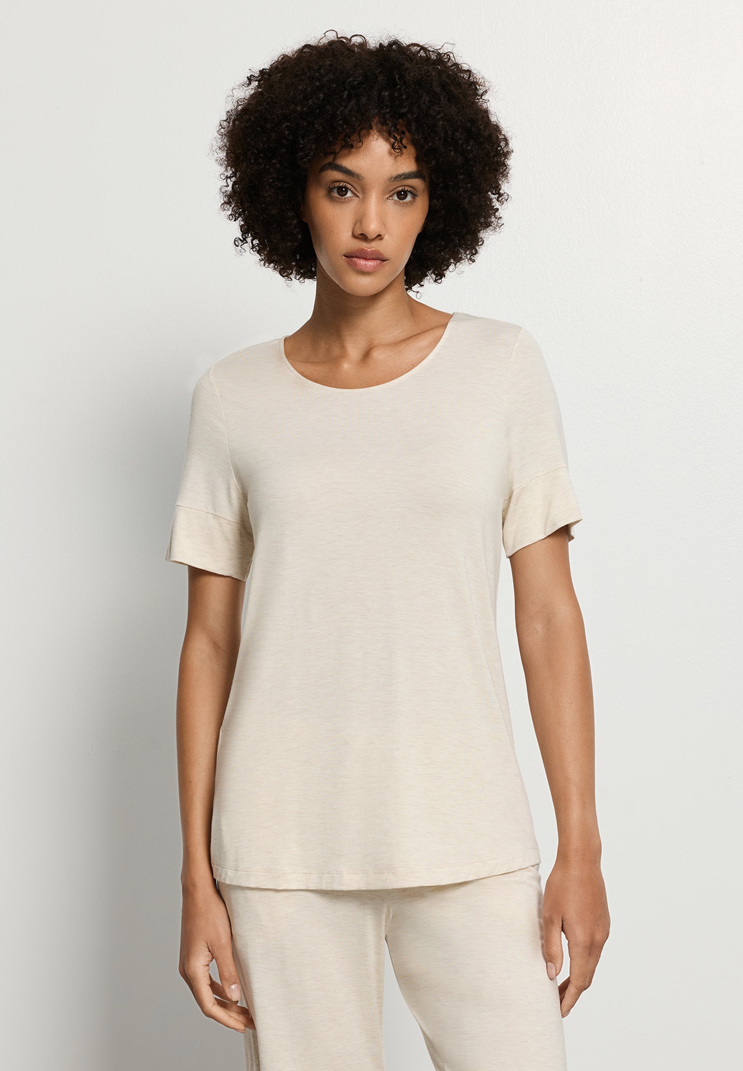 Natural Elegance Relaxed Round Neck Top | Anthracite Melange 74902-3080