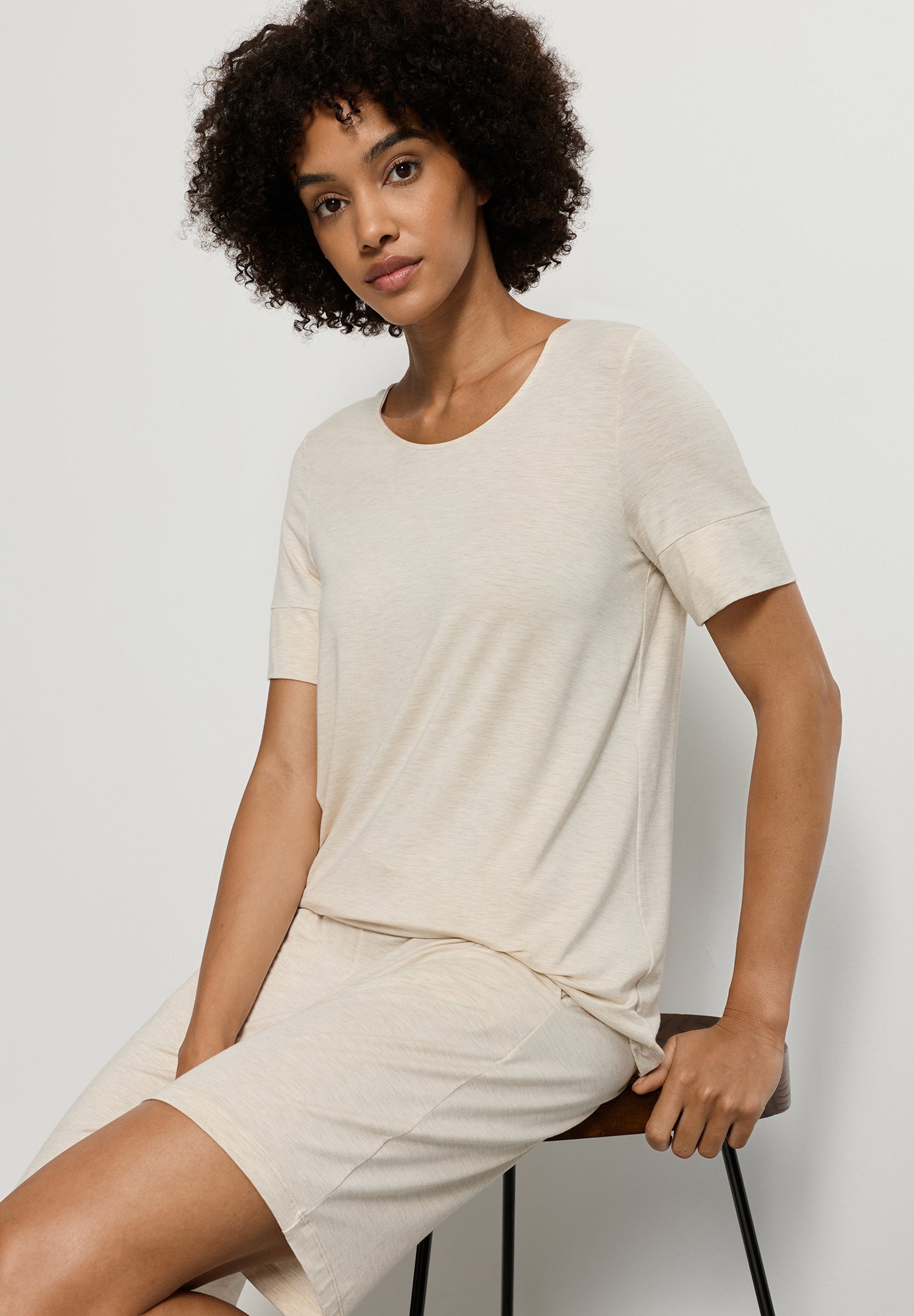 Natural Elegance Relaxed Round Neck Top | Anthracite Melange 74902-3080