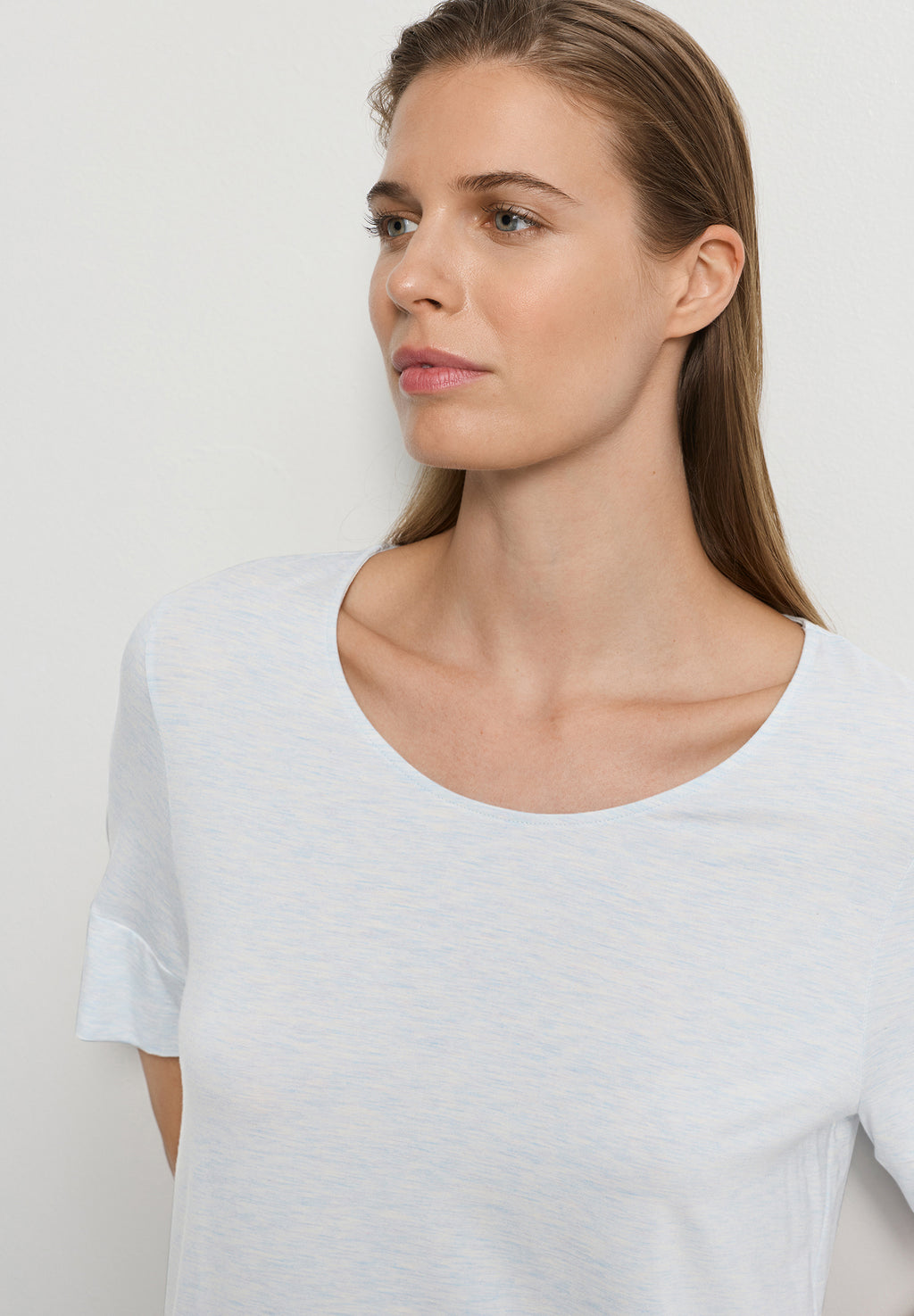 Natural Elegance Relaxed Round Neck Top | Anthra Mel 74902-3081