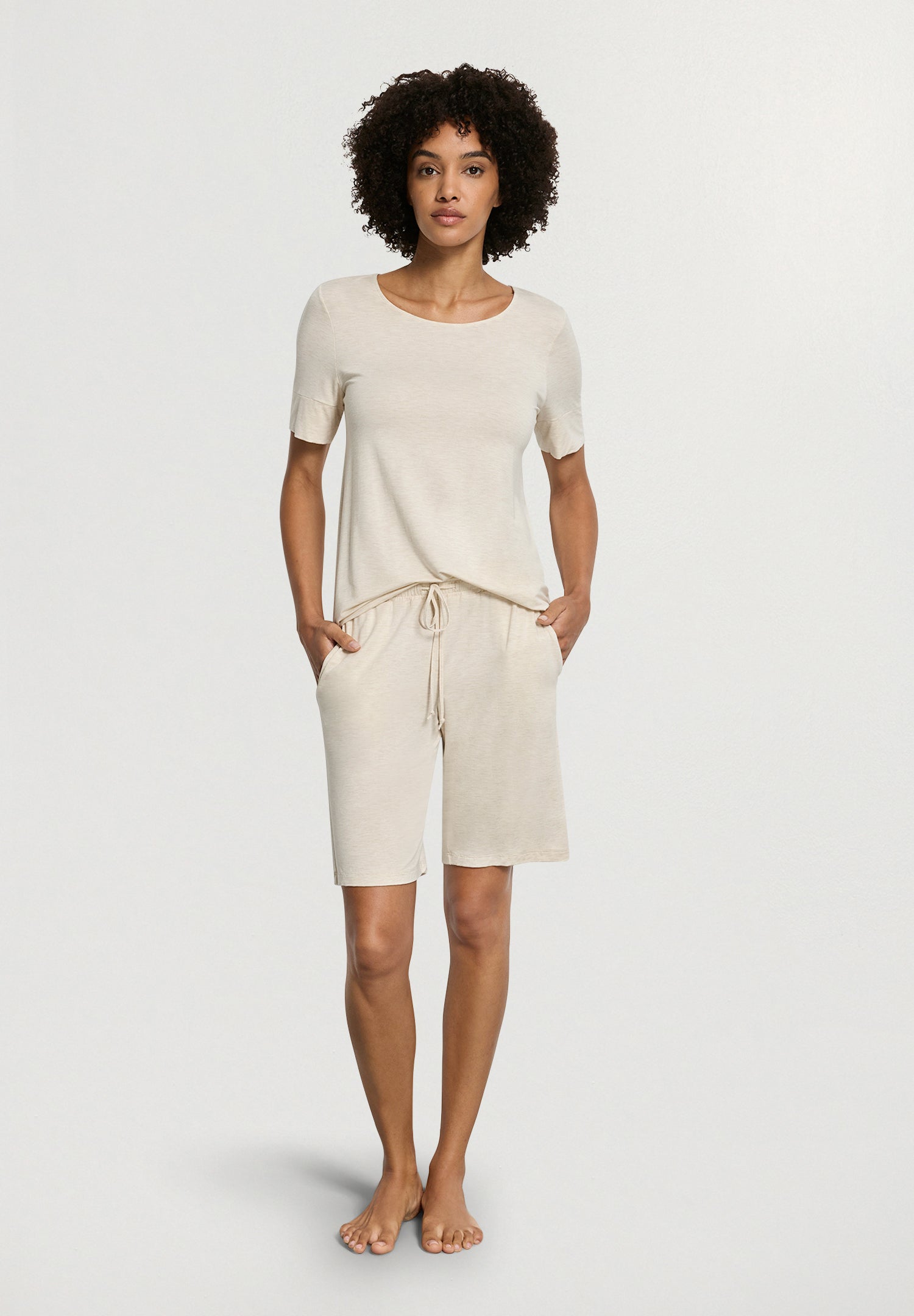 Natural Elegance Drawstring Lounge Shorts | Anthracite Melange 74903-3080