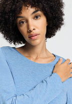 Natural Elegance Relaxed Round Neck Top | Bluebird Melange 74948-3160