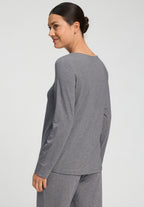Natural Elegance Relaxed Round Neck Top | Stone Melange 74948-3169