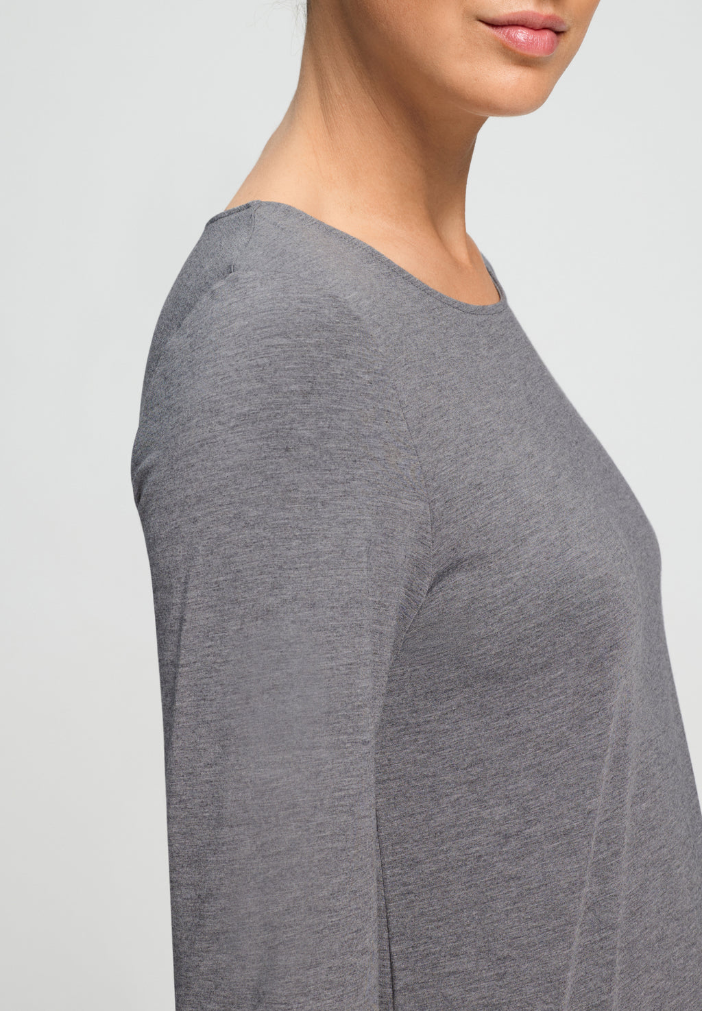 Natural Elegance Relaxed Round Neck Top | Stone Melange 74948-3169