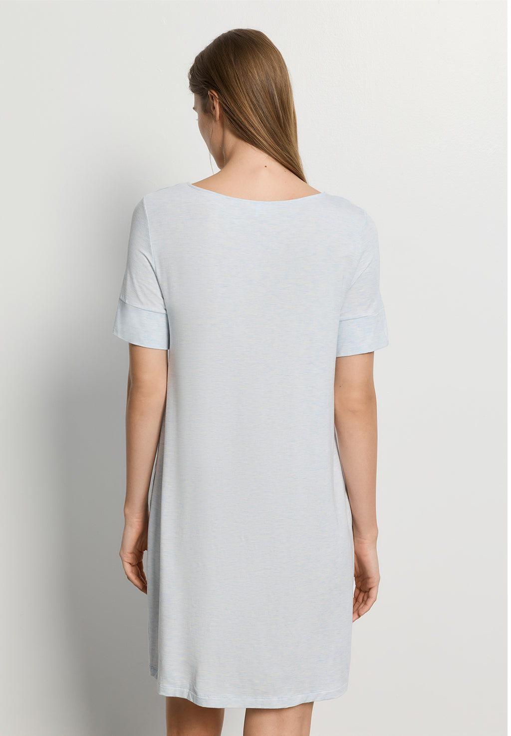 Natural Elegance Short Sleeve Nightdress 90cm | Watery Blue Melange 74949-3081
