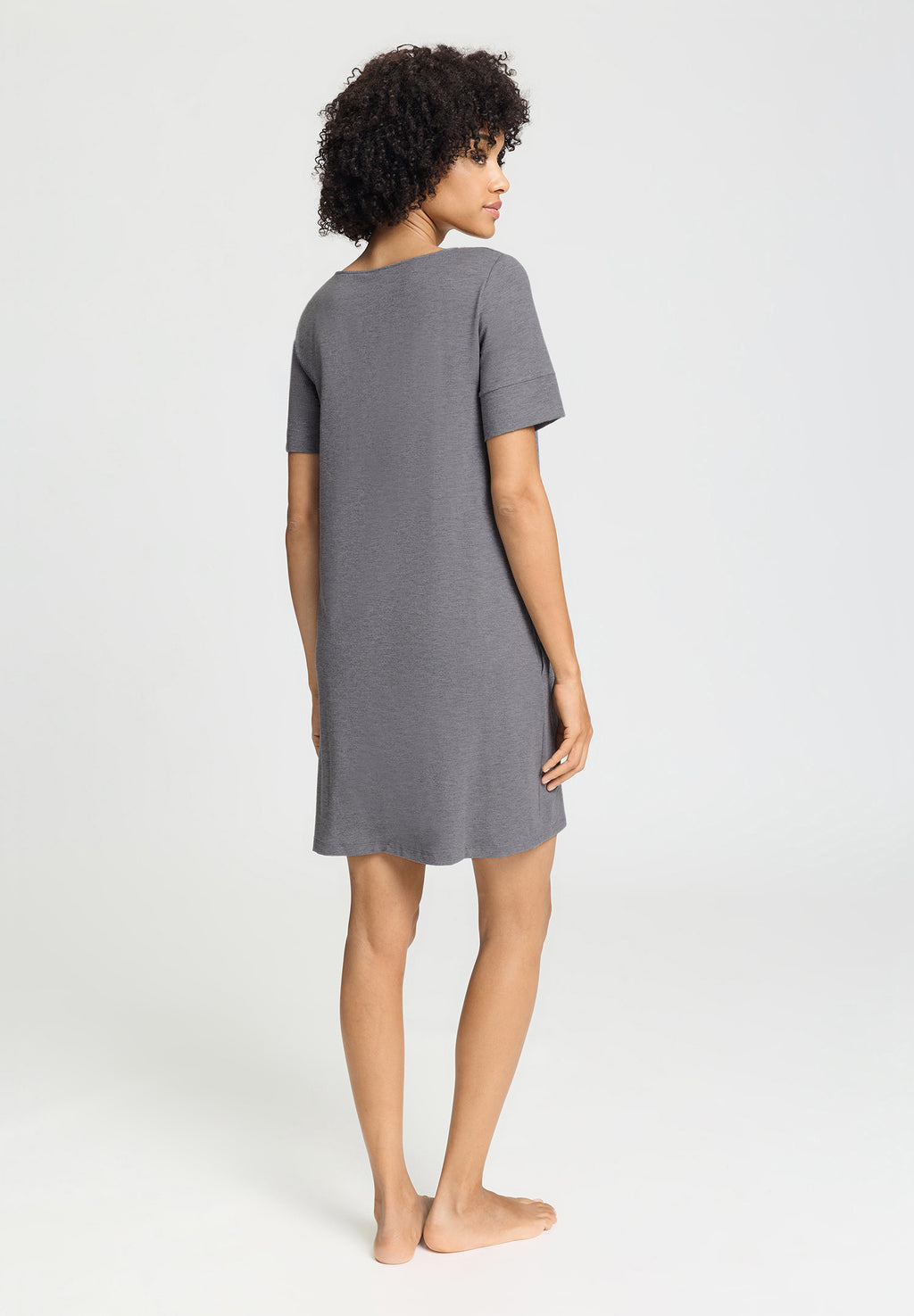 Natural Elegance Soft Round Neck Nightgown | Stone Melange 74949-3169