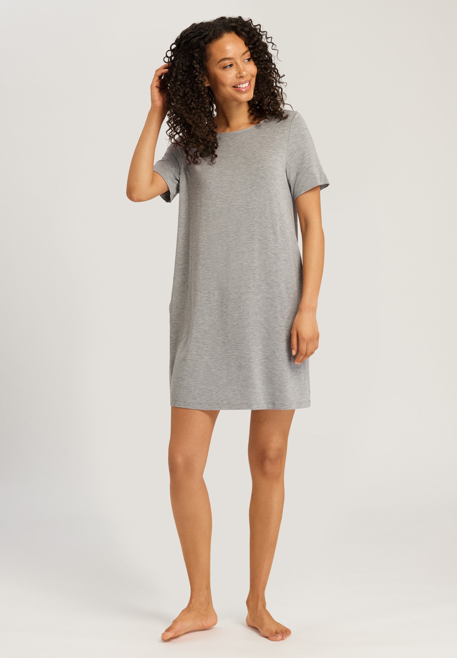 74949 Natural Elegance Short Sleeve Nightdress 90cm - 958 Grey Melange