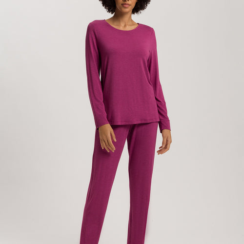 Natural Elegance Round Neck Long Pajama Set | Tourmaline Melange 74951-3056