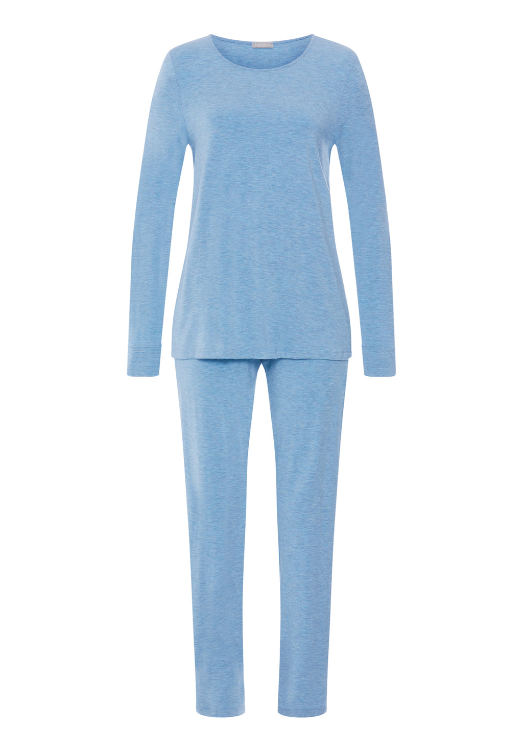 Natural Elegance Round Neck Long Pajama Set | Bluebird Melange 74951-3160