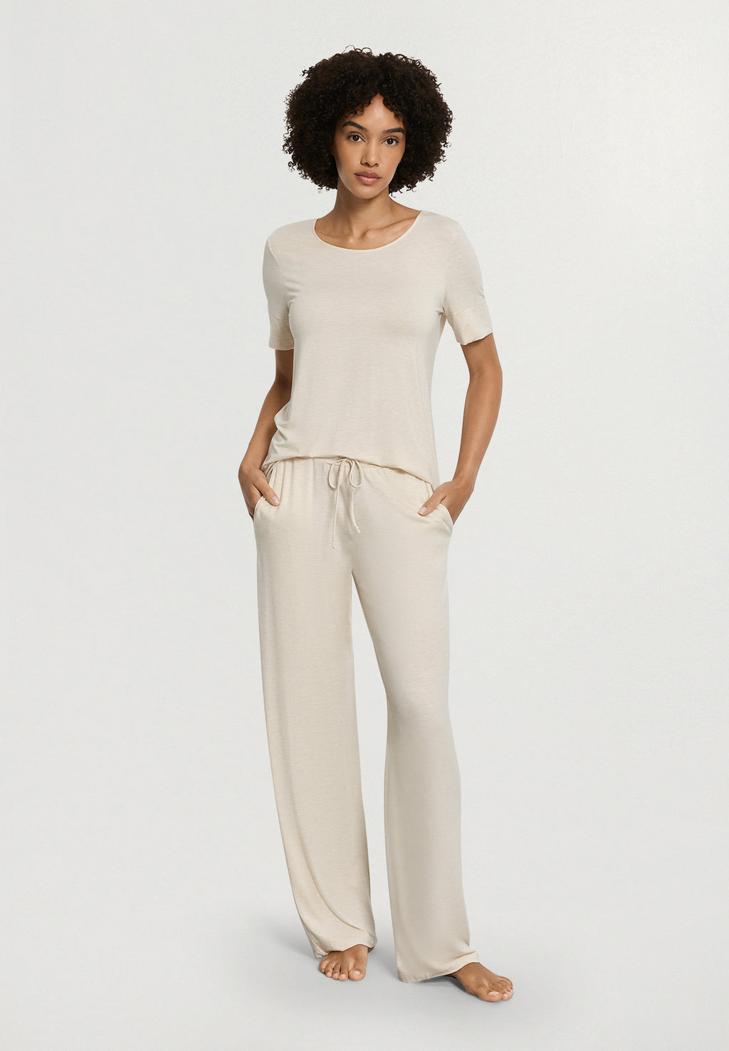Natural Elegance Drawstring Lounge Pants | Anthra Mel. 74953-3080