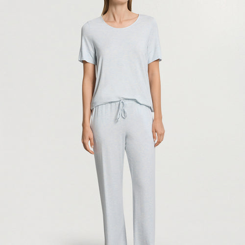 Natural Elegance Drawstring Lounge Pants | Watery Blue Melange 74953-3081