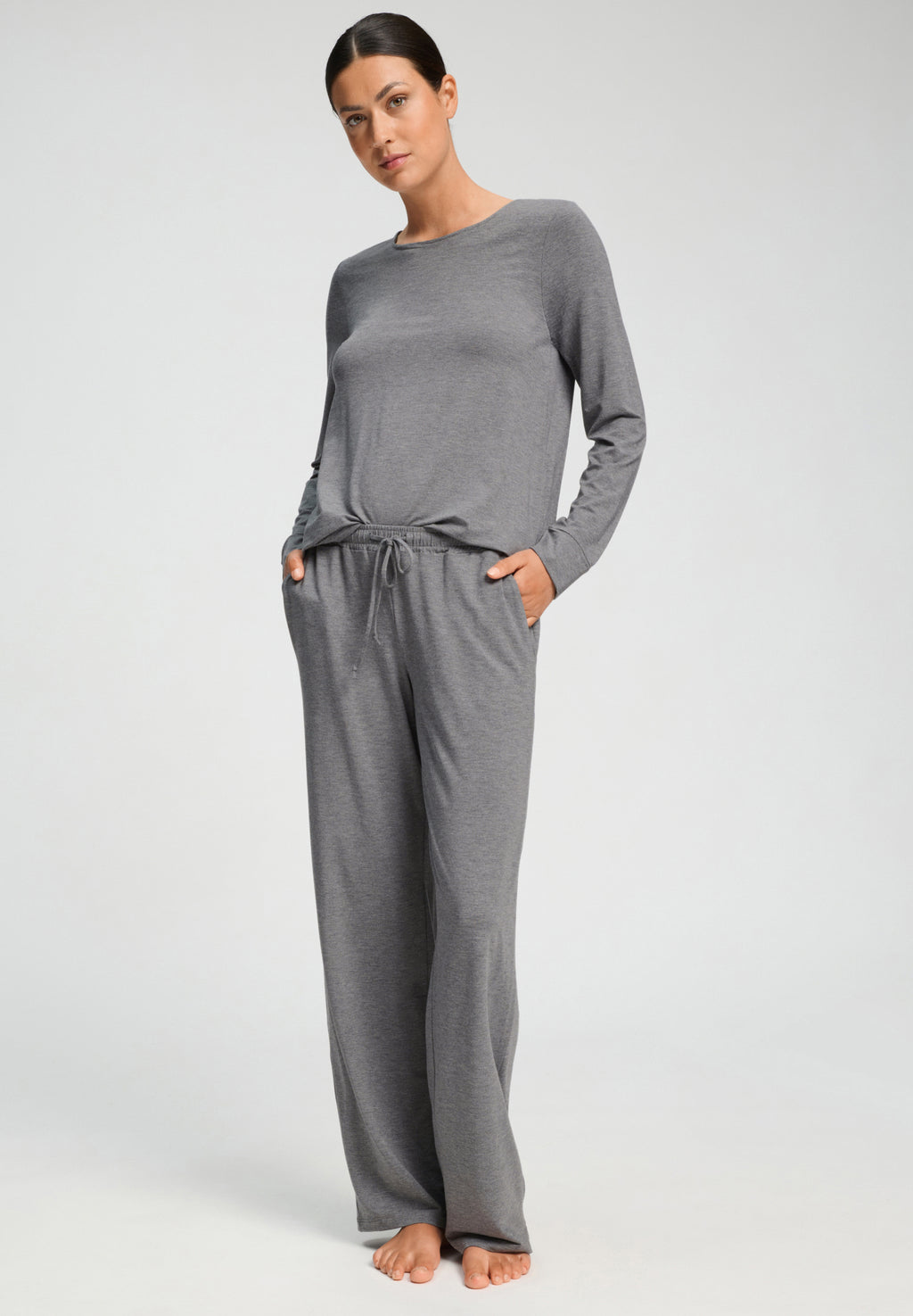 Natural Elegance Drawstring Lounge Pants | Stone Melange 74953-3169