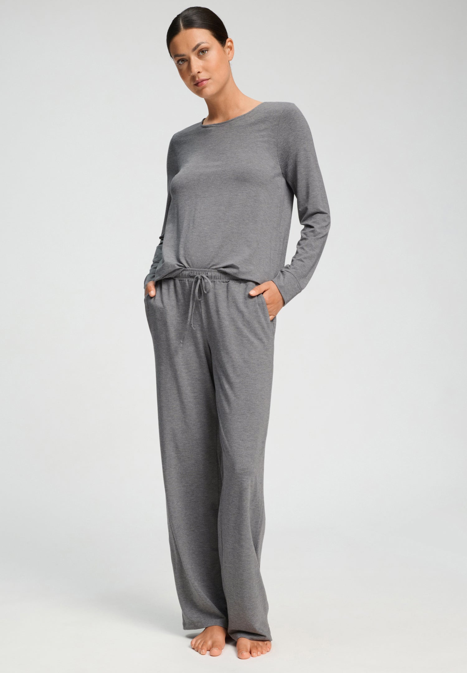 Natural Elegance Drawstring Lounge Pants | Stone Melange 74953-3169