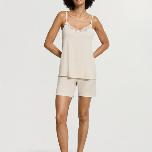 Natural Elegance Spaghetti Camisole Short Pajama Set | Anthra Mel. 74962-3080