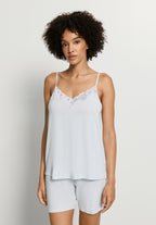 Natural Elegance Spaghetti Camisole Short Pajama Set | Watery Blue Melange 74962-3081