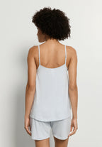Natural Elegance Spaghetti Camisole Short Pajama Set | Watery Blue Melange 74962-3081