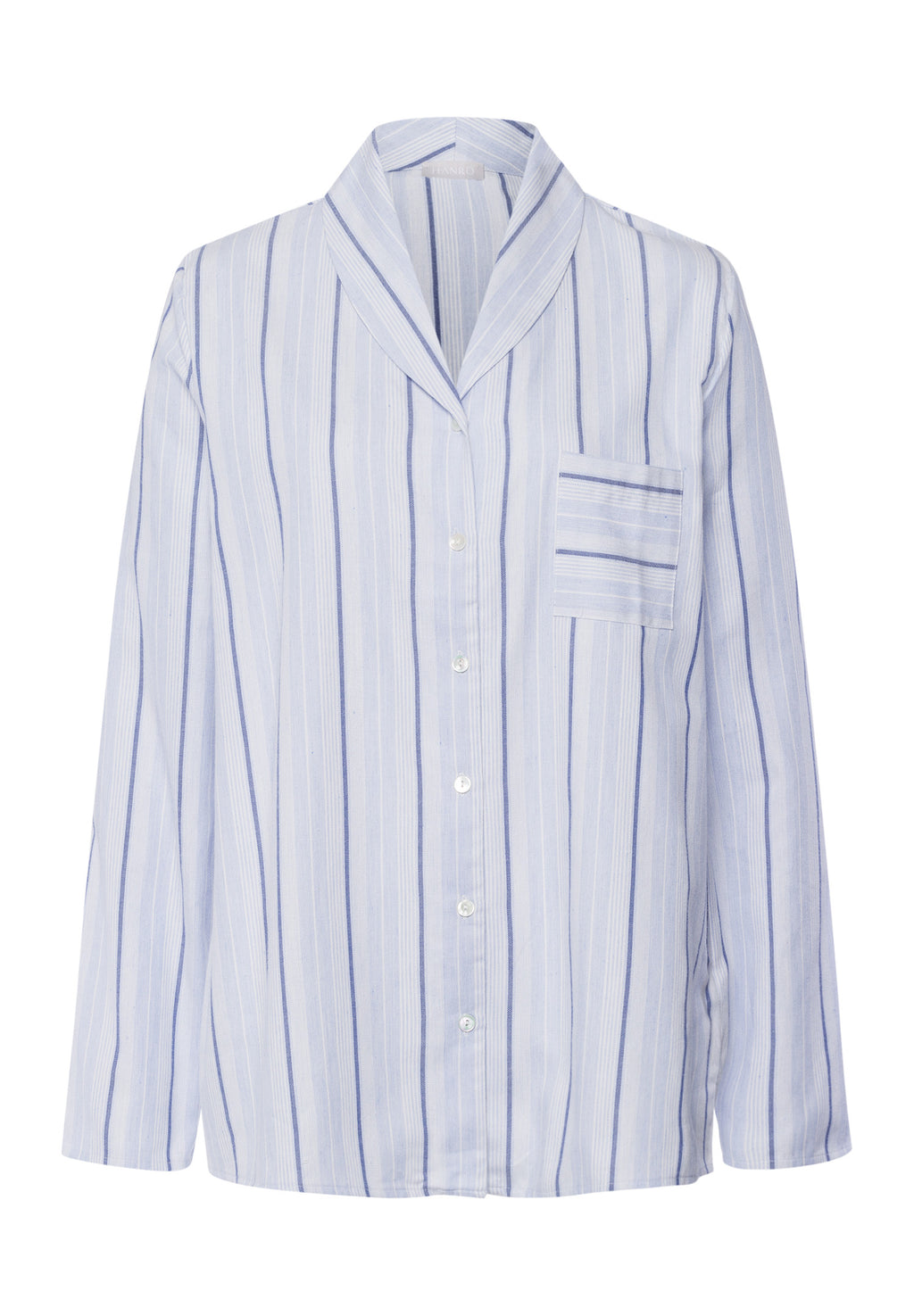 Loungy Nights Cotton Shawl Collar Shirt | Powder Blue Stripe 74967-3055