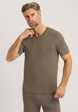75035 Casuals S/Slv Shirt V-Neck - 1267 Dark Elmwood Melange